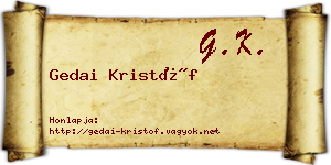 Gedai Kristóf névjegykártya